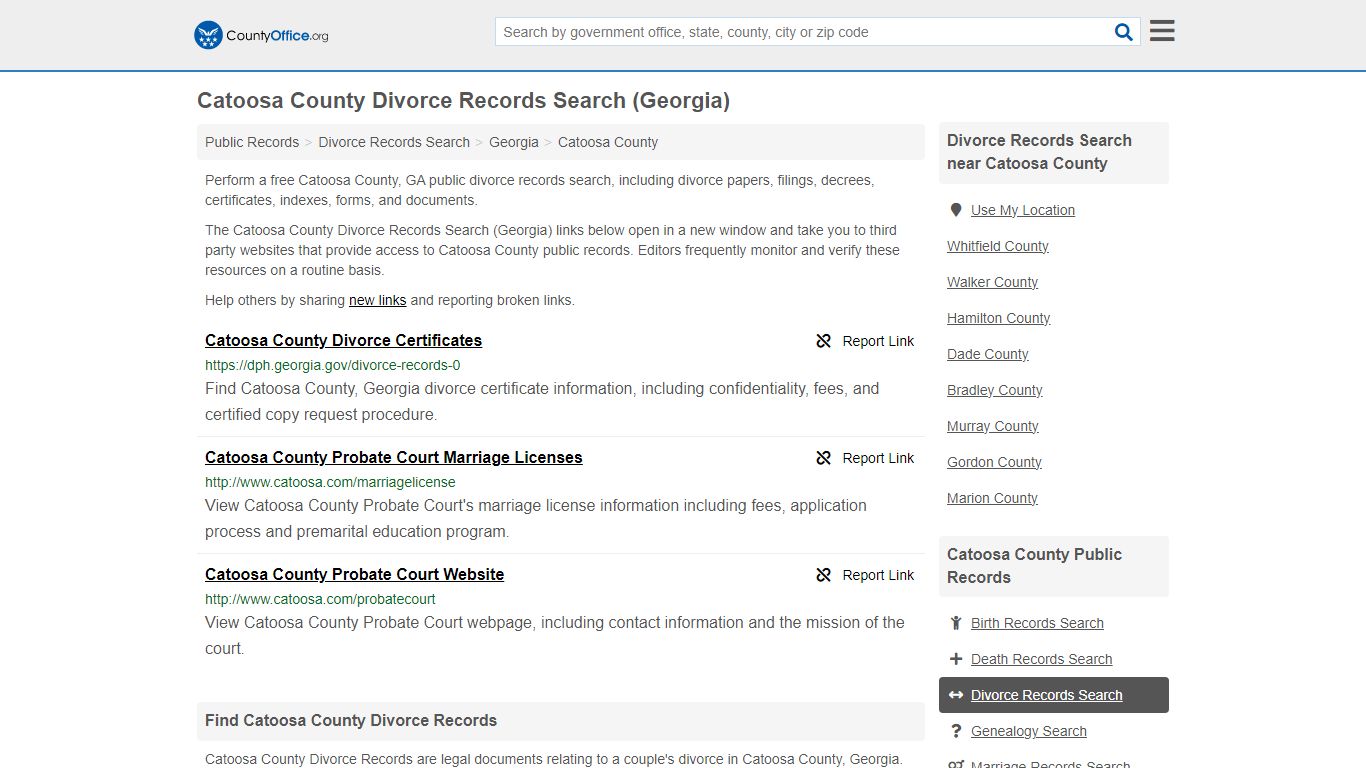 Divorce Records Search - Catoosa County, GA (Divorce Certificates ...
